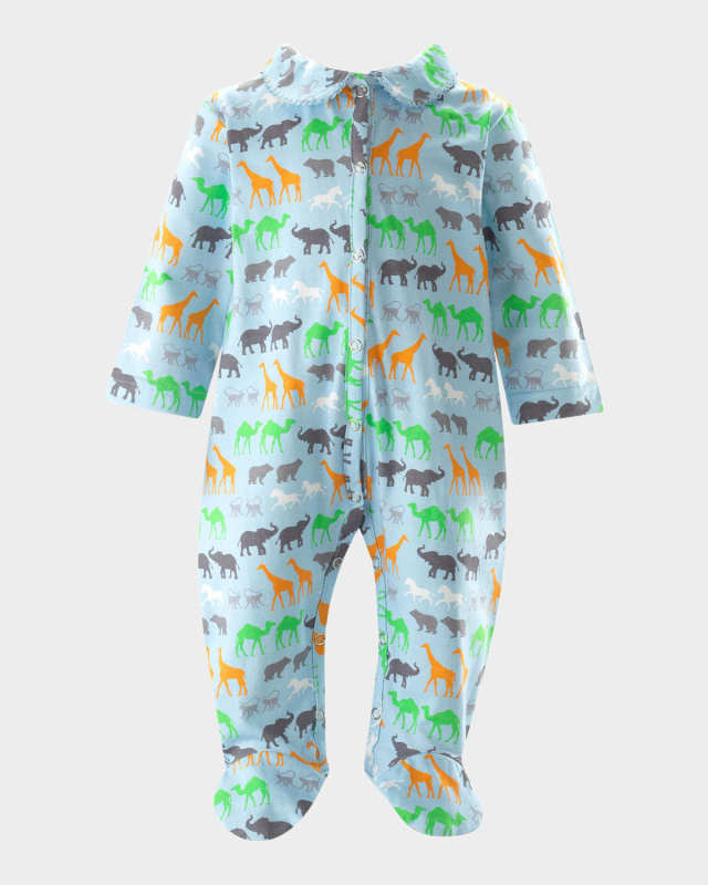 Boy's Noah's Ark Printed Footie, Size Newborn-
